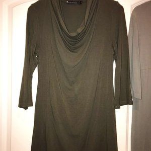 CUT LOOSE Green Cowl Neck Relaxed Fit Tunic Dress Super Soft Medium